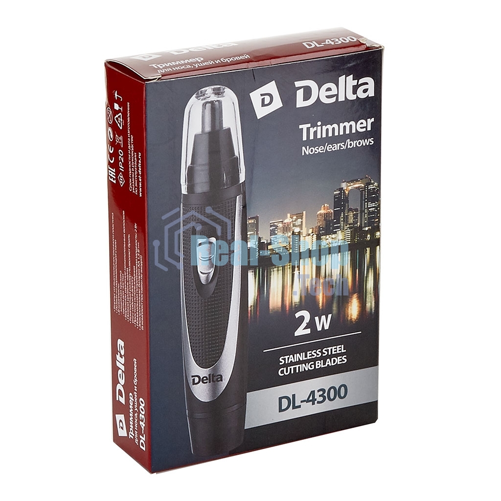Триммер для носа, ушей и бровей Delta DL-4300 черный с серебристым