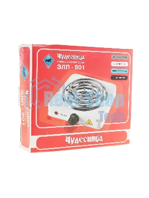 Плита настольная электрическая Чудесница ЭЛП801 чёрный, 1 кВт, ТЭН, конфорки - 1, эмаль, поворотные переключатели
