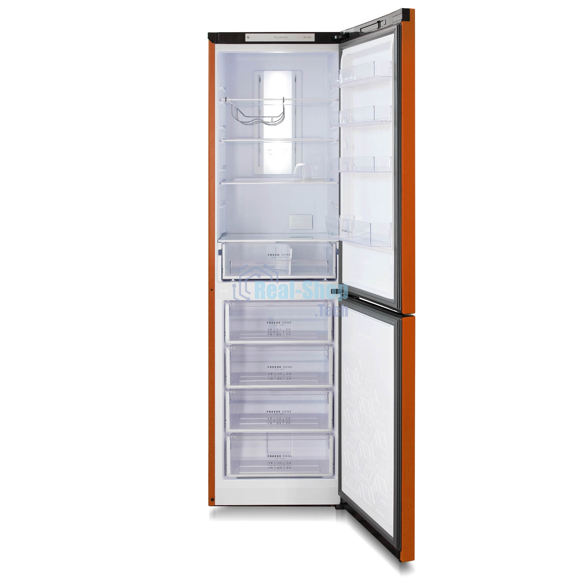Холодильник Бирюса Б-T980NF оранжевый двухкамерный 240/130 л морозильник снизу, No Frost