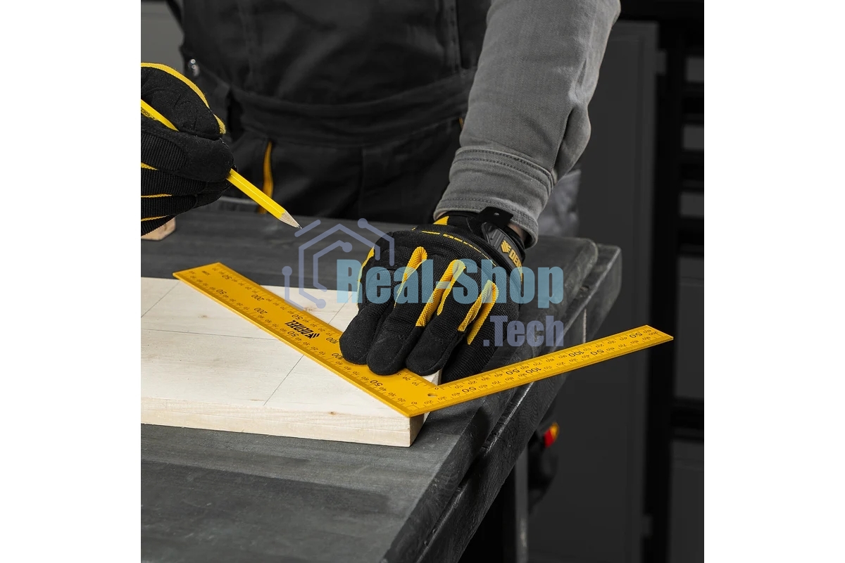 Угольник Denzel стальной, 200 мм х 300 мм, ультрафиолетовая печать (измерительная шкала)