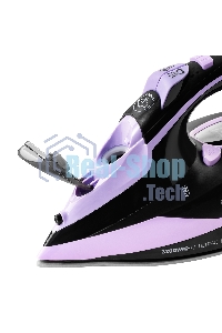 Утюг Galaxy Line GL 6135, черный с лиловым, паровой с помпой, 3200 Вт, постоянный пар 90 г/мин, паровой удар 260 г/мин, функции: самоочистка, антинакипь, автоотключение, вертикальное отпаривание, LED-дисплей, встроеный парогенератор, защита от перегрева, 