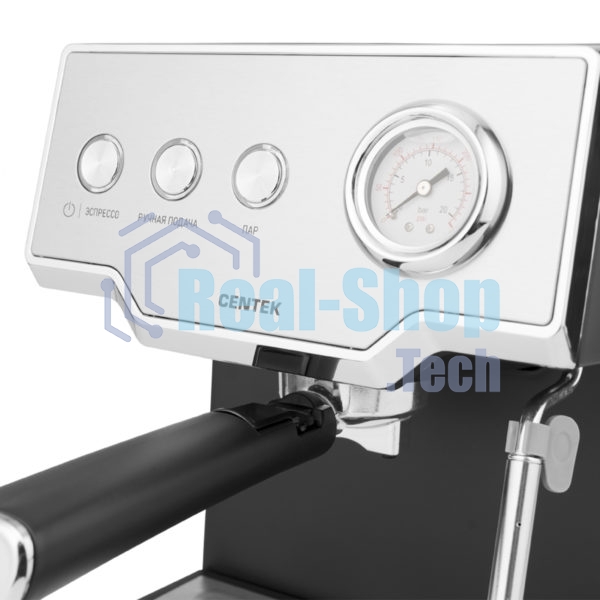 Кофеварка рожковая Centek CT-1167 черный/серебристый, исп. кофе - молотый, 1.6 л, 850 Вт, 20 бар