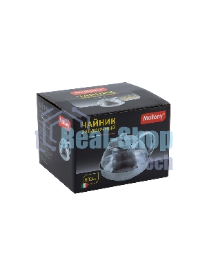 Чайник заварочный MALLONY Menta-600 из нержавеющей стали и жаропрочного стекла, 0,6 л