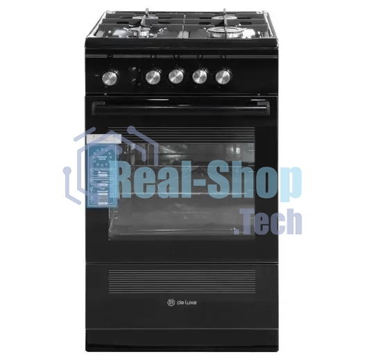 Плита газовая De Luxe 506040.24Г ЧР-001 черный, конфорок 4 шт, духовка 54 л, 50 см x 85 см x 60 см