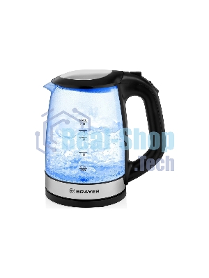 Чайник электрический BRAYER BR1040BK 2220Вт, 2 л, стекл., черный.
