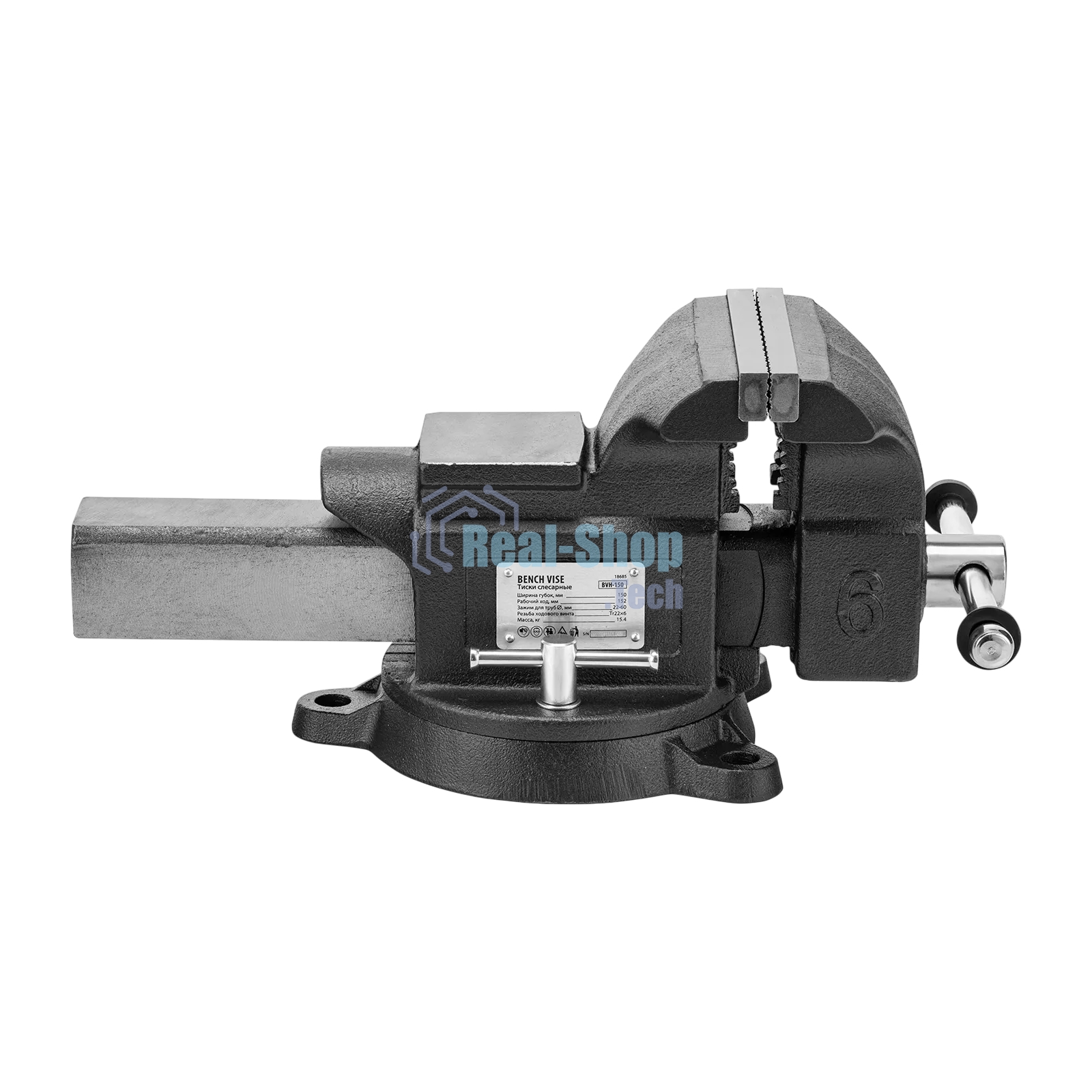 Тиски слесарные Denzel BVH-150 150 мм, поворотные, стальная направляющая, с наковальней