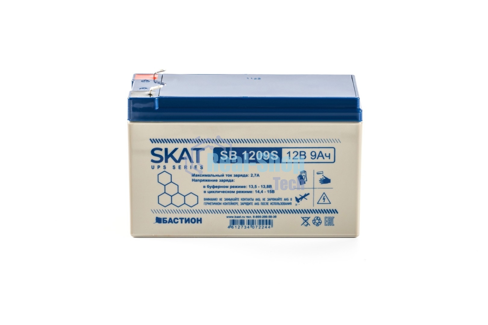 Батарея для ИБП свинцово-кислотная SKAT SB 1209S тип AGM 12V 9А·ч I зар. 2,6 А (ножевые клеммы) (8970)