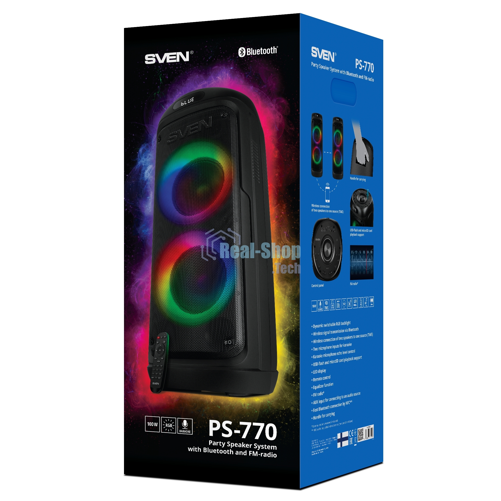 Мобильные колонки Sven PS-770 2.0 черный 2x50W Bluetooth