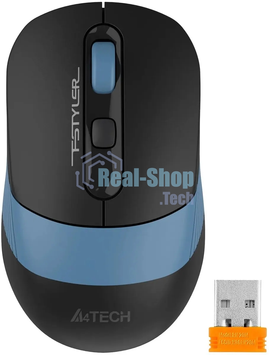 Мышь беспроводная A4Tech Fstyler FB10CS черный/синий, 2000 dpi, радиоканал, Bluetooth, USB, кнопки - 4