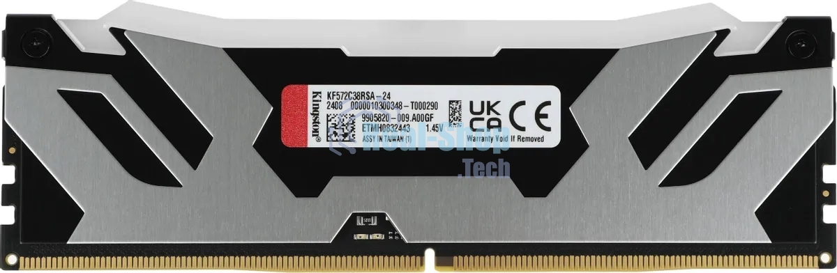 Оперативная память Kingston Fury Renegade RGB, DDR5, 24GB (1x24 GB), 7200 MHz, CL38, радиатор, RGB, серебристый