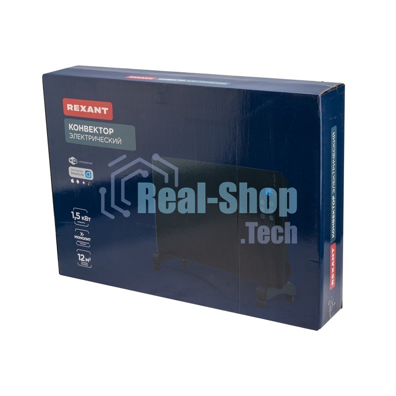 Конвектор Rexant 60-0113, черный, 1500 Вт, 12 м2, электронный термостат, Wi-Fi