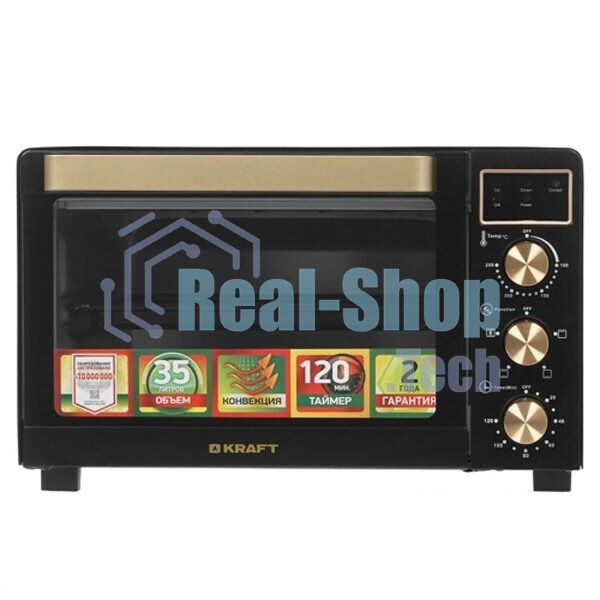 Мини-печь Kraft KF-MO 3506 KGLB (черный/золото) с дисплеем