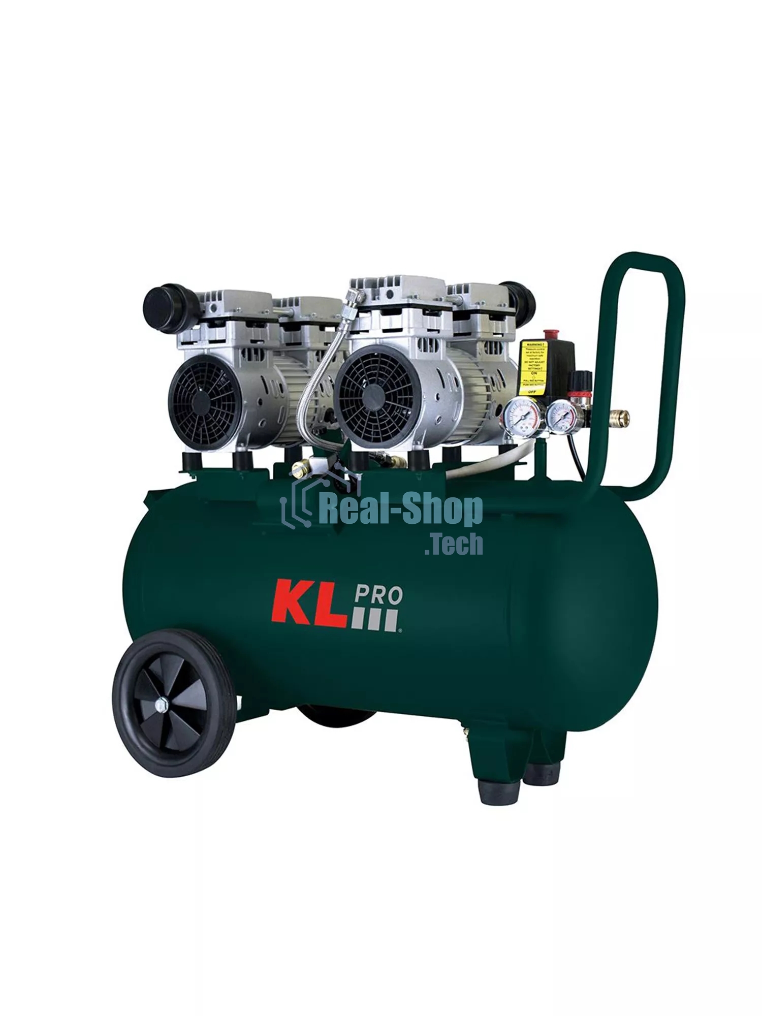 Профессиональный бесшумный воздушный компрессор KLPRO KLK50S2 (сеть, 1,5Квт, 8 бар, 262л/мин, емкость 50л)