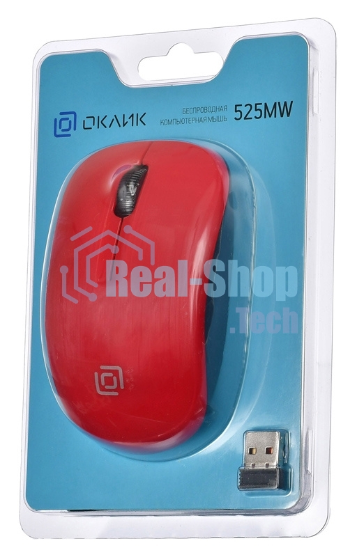 Мышь беспроводная Oklick 525MW красный, 1000 dpi, радиоканал, USB, кнопки - 3