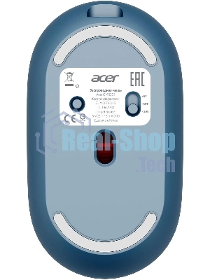 Мышь беспроводная Acer OMR301 синий, 1600 dpi, радиоканал, Bluetooth, USB, кнопки - 4
