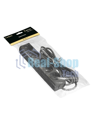 Удлинитель ExeGate ECE-5-5B (EX285825RUS), черный, 5 м, евровилка с заземлением, 5 евророзеток с заземлением, 2200 Вт