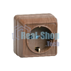 Розетка 1-м ОП Октава 16А РС20-3-ОД с заземл. дуб ИЭК ERO11-K04-16-DC