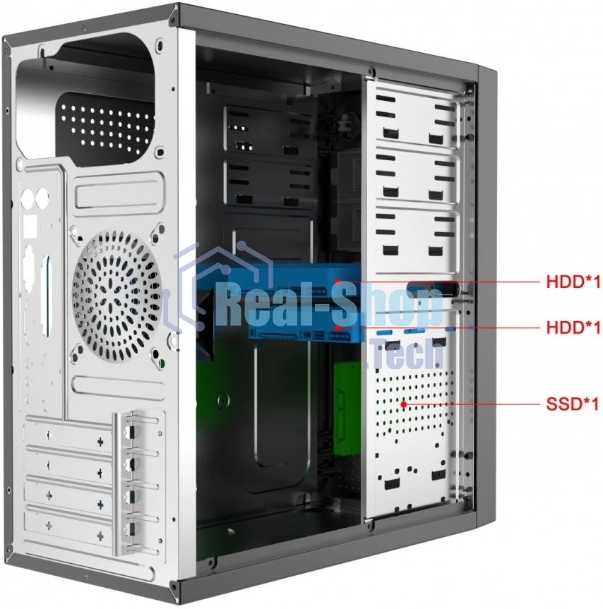 Компьютерный корпус с блоком питания 450Вт. Case Forza mATX case, black, w/PSU 450W 12cm, w/2xUSB 2.0, w/2xUSB 3.0, w/1xType-C (USB 2.0), w/pwr cord, w/o FAN