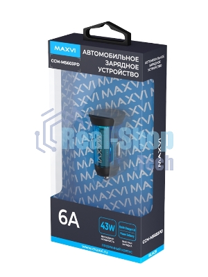 Автомобильное зарядное устройство Maxvi CCM-MS603PD 43W 6A (USB + Type-C, QC3.0 PD3.0) черный