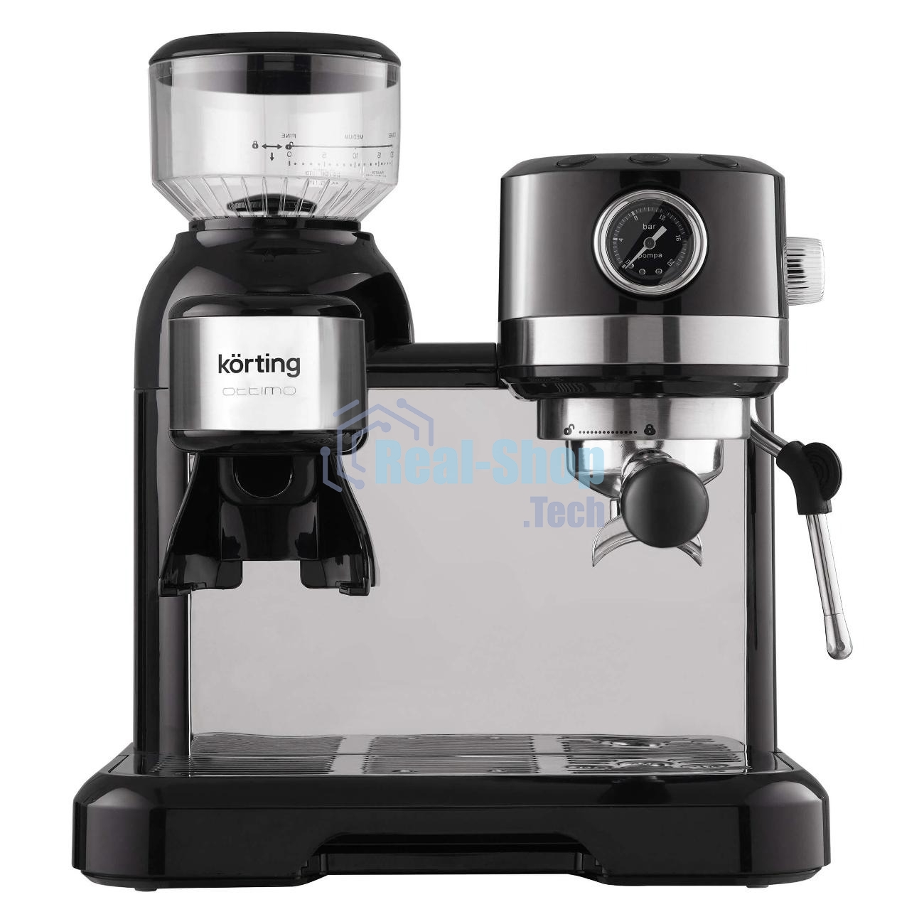 Кофемашина автоматическая Korting KCM 1015 N Ottimo черный/серебристый, исп. кофе - зерновой, 1500 Вт, 19 бар
