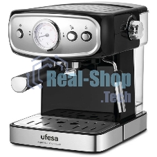 Кофеварка рожковая Ufesa CE7244 BRESCIA черный/серебристый, исп. кофе - молотый, 1.5 л, 850 Вт, 20 бар