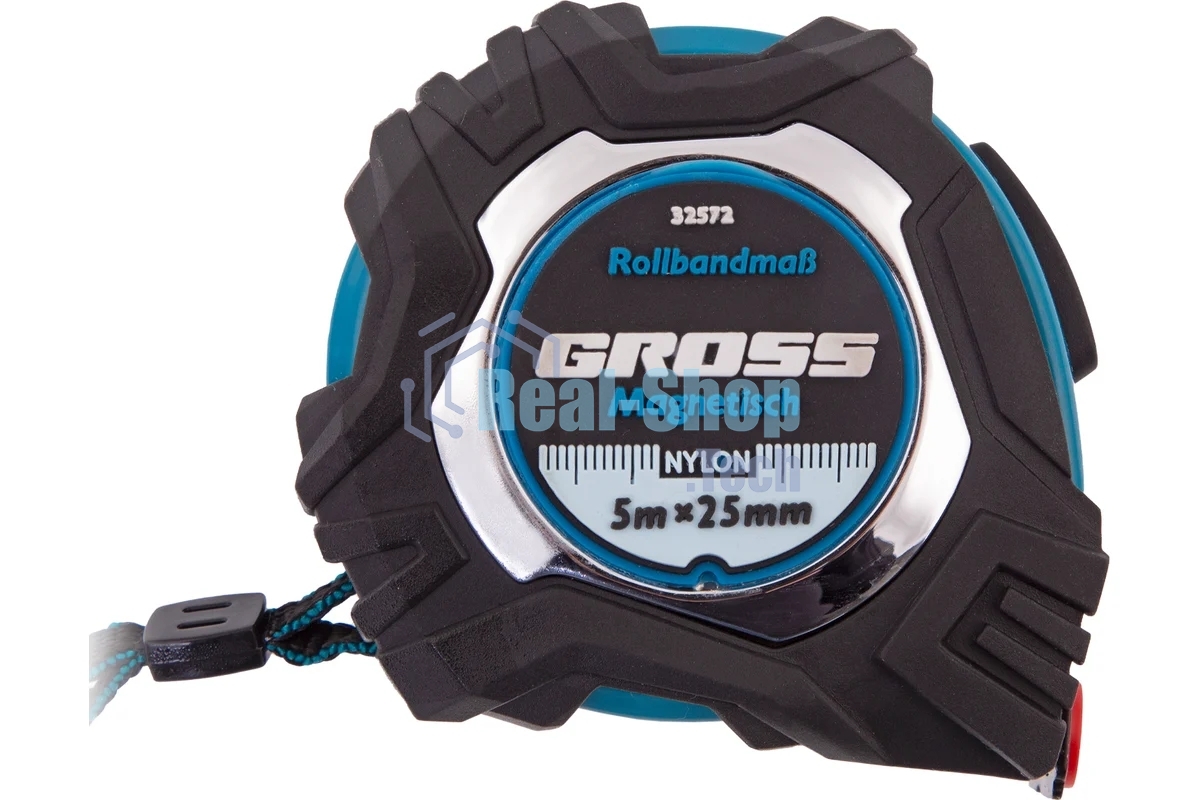 Рулетка Gross 32572 Magnetisch, 5 м х 25 мм обрезиненный корпус, автоматическая фиксация