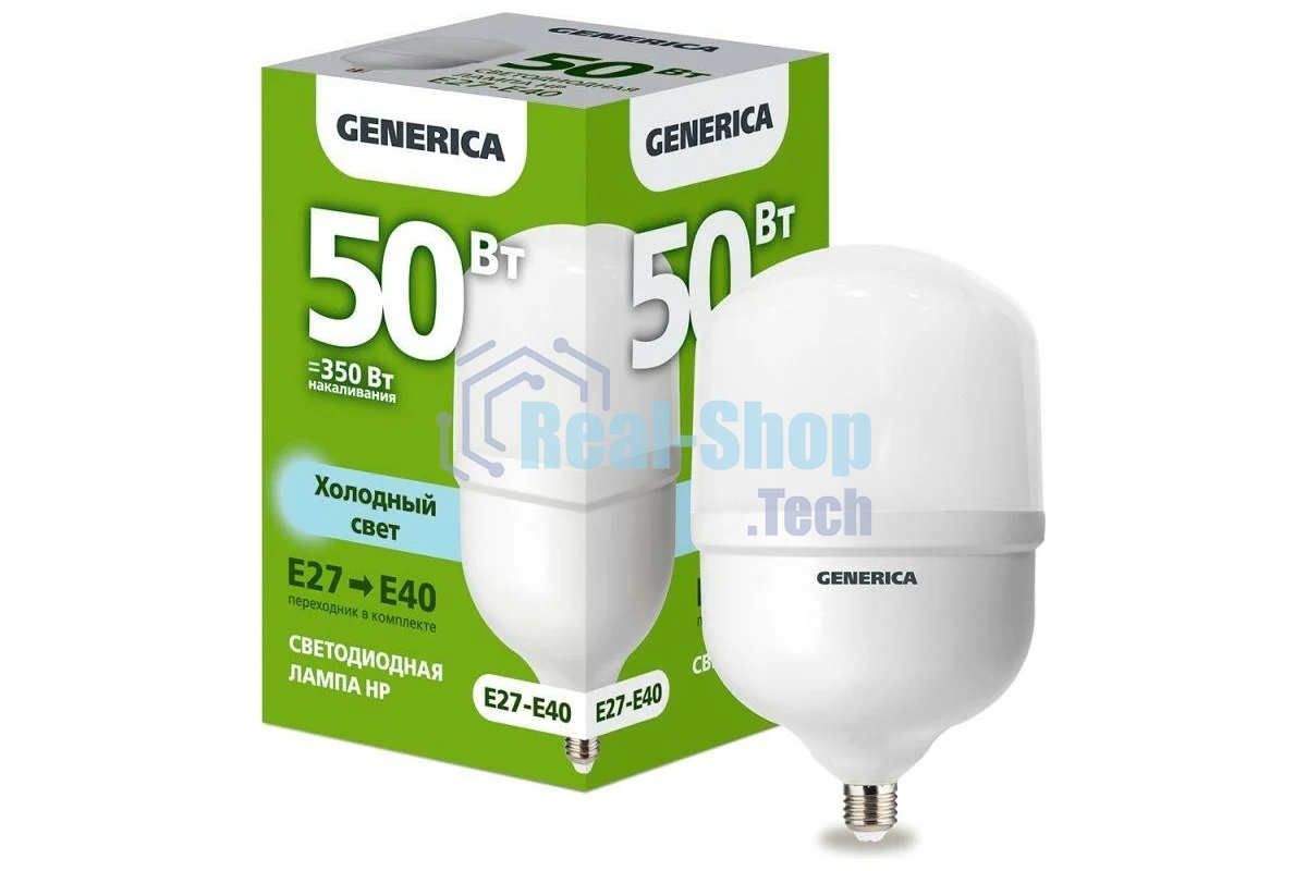 Лампа светодиодная GENERICA LL-HP-50-230-65-E27-E40-G HP 50Вт 6500К E27-E40 230В