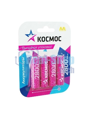 Аккумулятор AA/R6 NI-MN 2800 мАч BP-4 (блист.4шт) Космос KOCR6NIMH2800MAH4BL (цена за 1шт)
