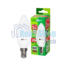 Лампа светодиодная JazzWay PLED-ECO-C37 5Вт свеча 4000К белый E14 400лм 220-240В