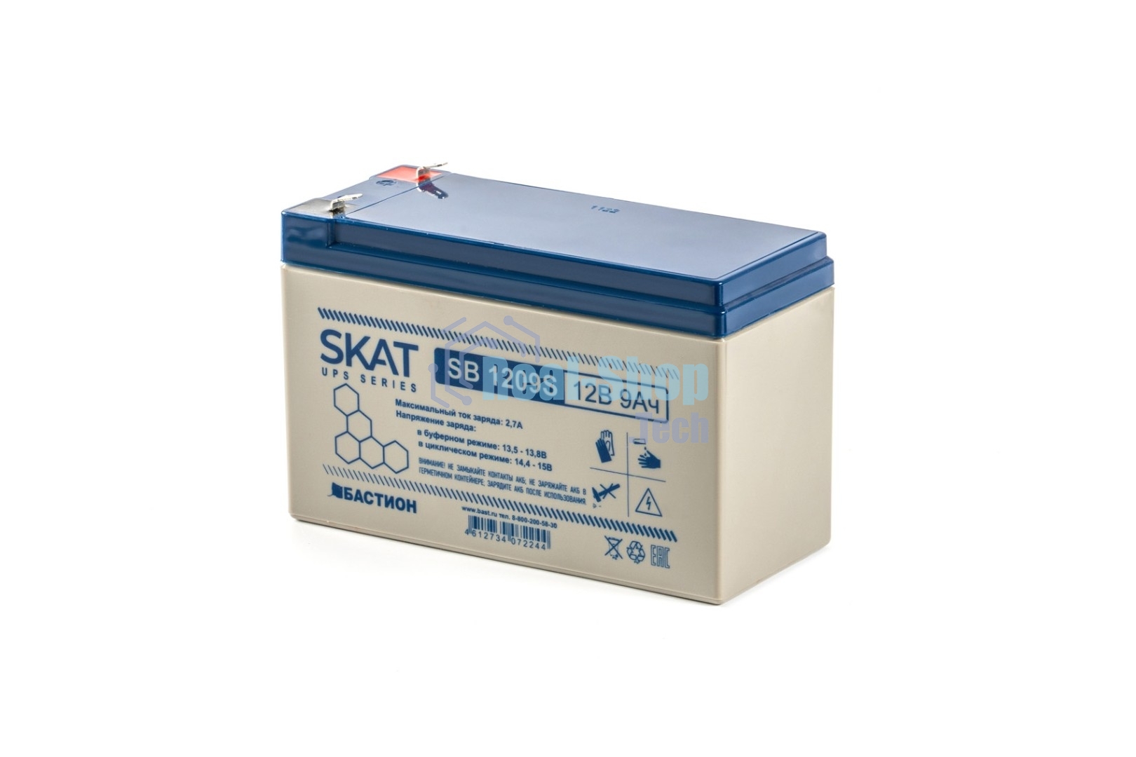 Батарея для ИБП свинцово-кислотная SKAT SB 1209S тип AGM 12V 9А·ч I зар. 2,6 А (ножевые клеммы) (8970)