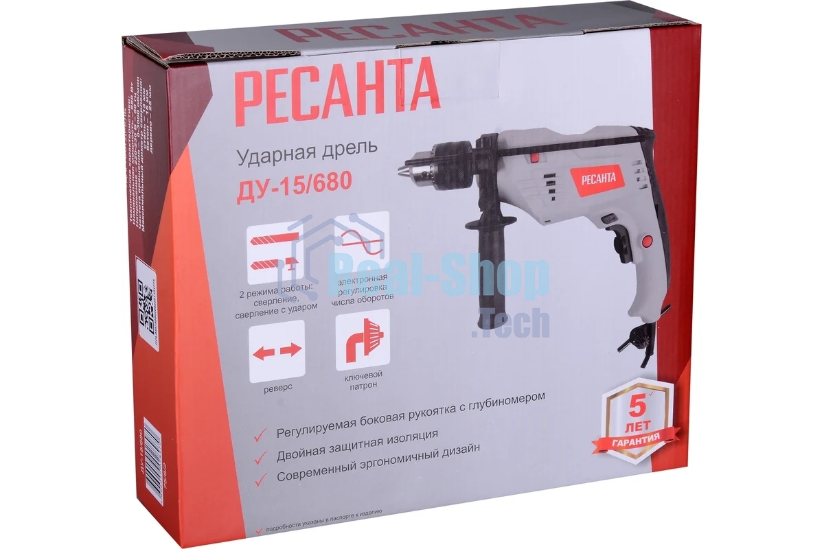 Дрель ударная Ресанта ДУ-15/680 680Вт патрон:кулачковый реверс