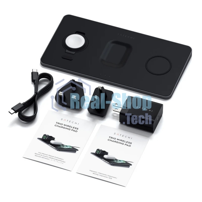 Беспроводное зарядное устройство Satechi ST-X3TWCPM Trio Wireless Charging Pad для телефона, часов и наушников серый космос