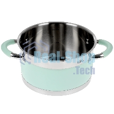 Кастрюля LARA LR02-541 MINT 18x10 см, 2,4 л, носик, индукционное дно, крышка с бортом, полипропилен, силикон, нержавеющая сталь