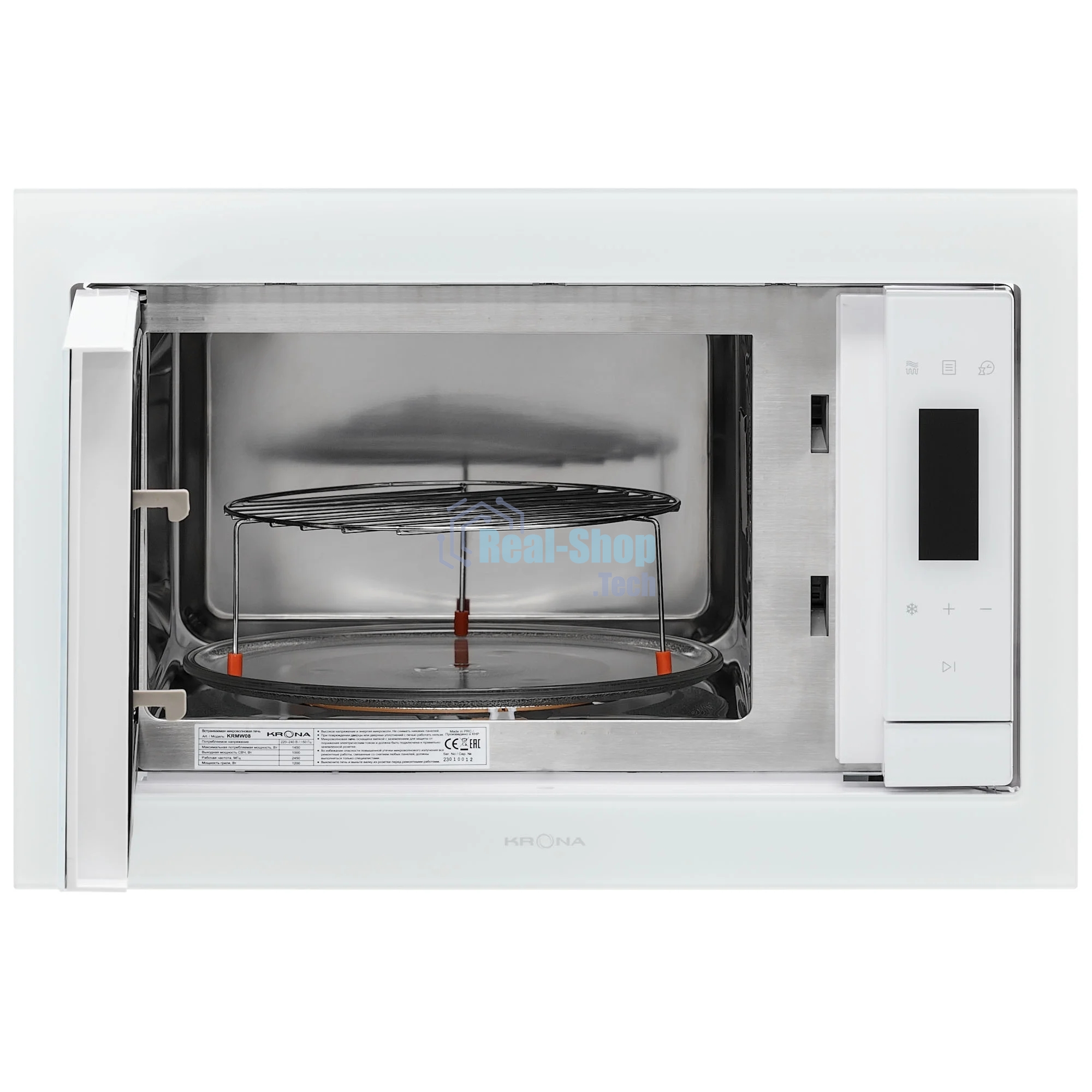 Микроволновая печь встраиваемая Krona ESSEN 60 WH DOTS белый, 31 л, 1000 Вт, переключатели - сенсор