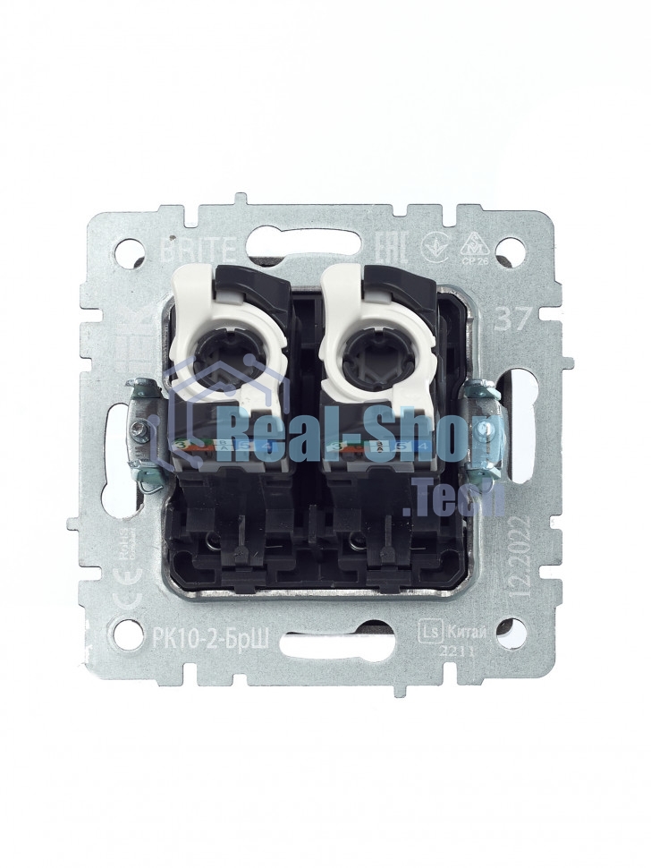 Розетка компьютерная двойная IEK BRITE РК10-2-БрШ (BR-K20-1-K37) СП RJ45 кат.5E шампань