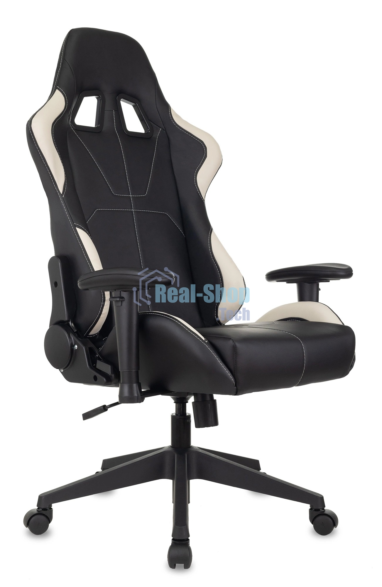 Кресло игровое Бюрократ VIKING 5 AERO WHITE черный/белый искусственная кожа