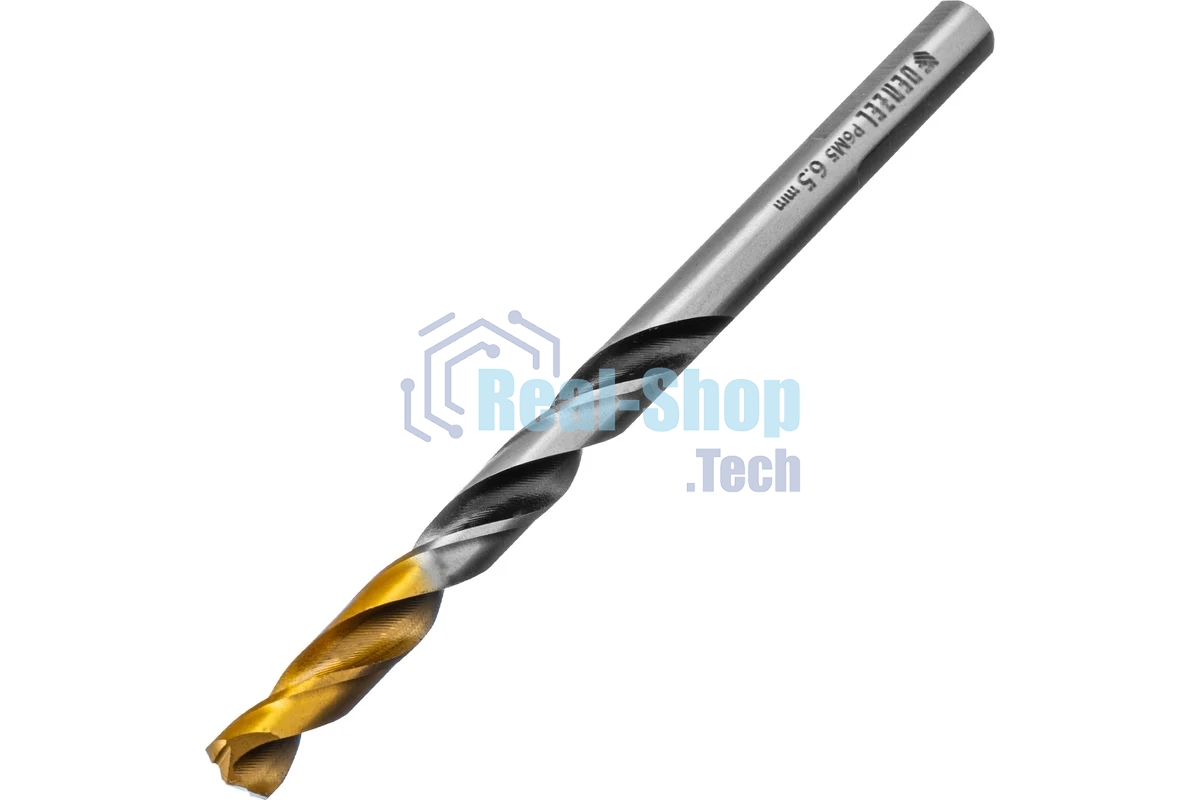 Сверло спиральное по металлу Denzel 6,5 x 93мм, Р6М5, Golden Tip, многогранная заточка