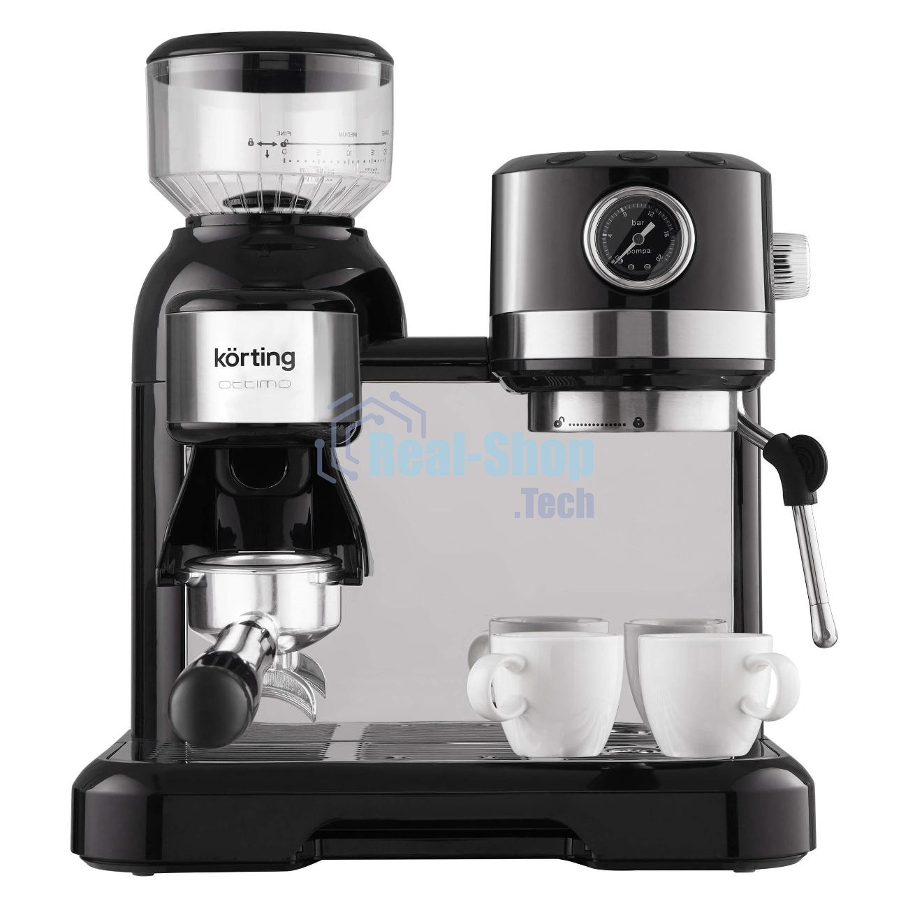 Кофемашина автоматическая Korting KCM 1015 N Ottimo черный/серебристый, исп. кофе - зерновой, 1500 Вт, 19 бар