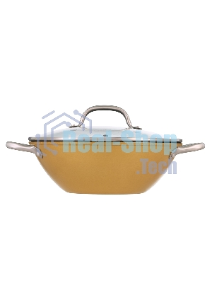 Вок Select Orange 28х9,5см/3,6л облегченный чугун, Ilag, стеклянная крышка. Цвет: желтый
