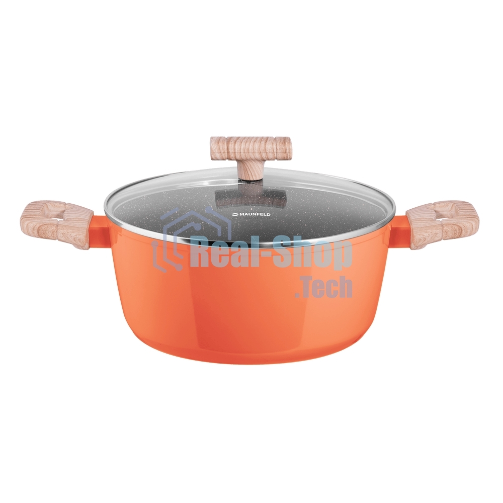 Кастрюля Maunfeld MARTA MCS41FA06CL из кованого алюминия со стеклянной крышкой, 24 см, 4,1 л.