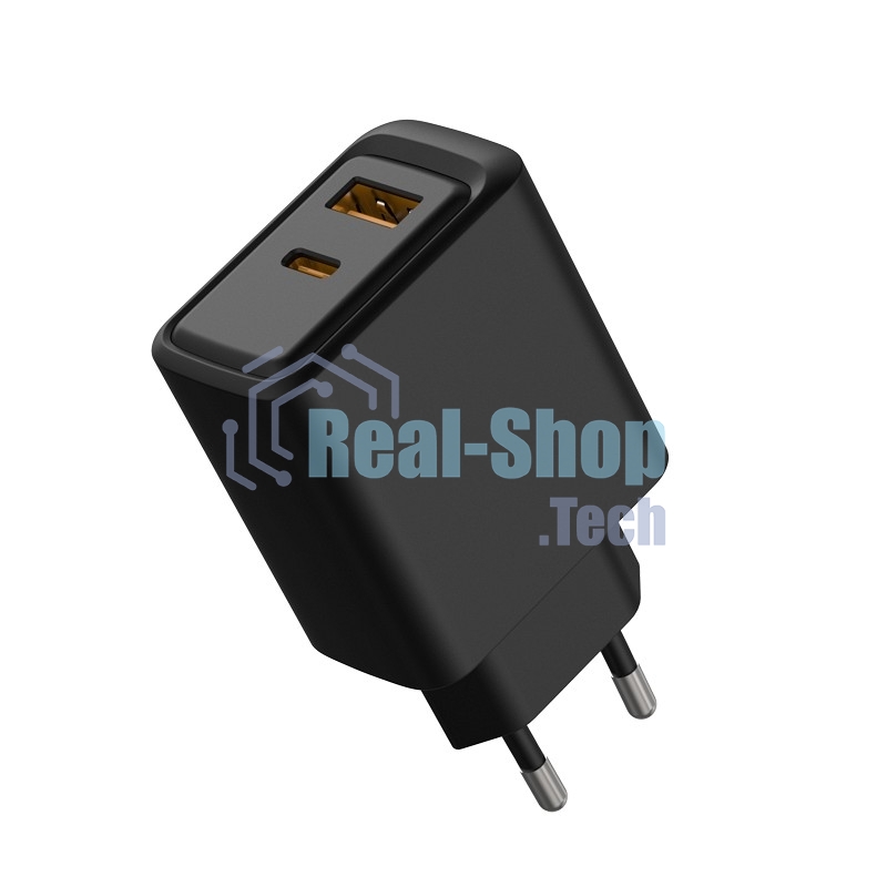 Сетевое зарядное устройство Rexant с портами USB-A и USB-C, 30Вт, черный