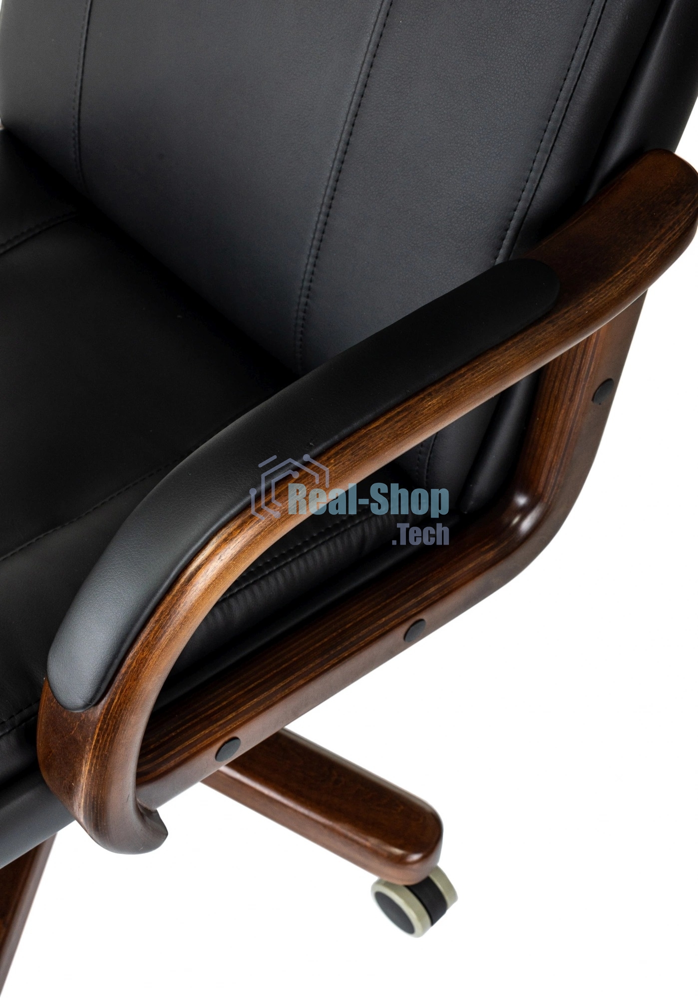 Кресло руководителя Бюрократ T-9933Walnut черный, эко.кожа, крестов. металл/дерево