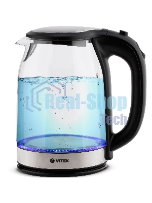 Чайник электрический 7095-VT(TR) Vitek Мощность 2200 вт.Объем 1,8 л.Материал корпуса термостойкое стекло.