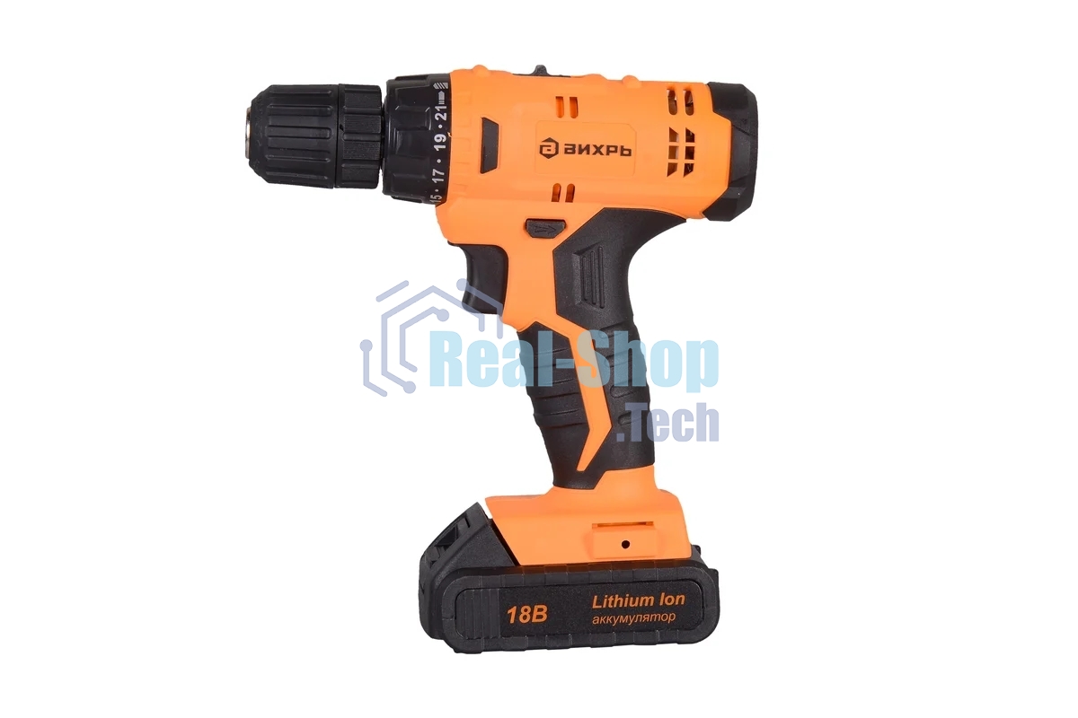 Дрель-шуруповерт аккумуляторная Вихрь ДА-18Л-2к 72/14/9, Аккумуляторная, 18В, 2 АКБ, Кейс