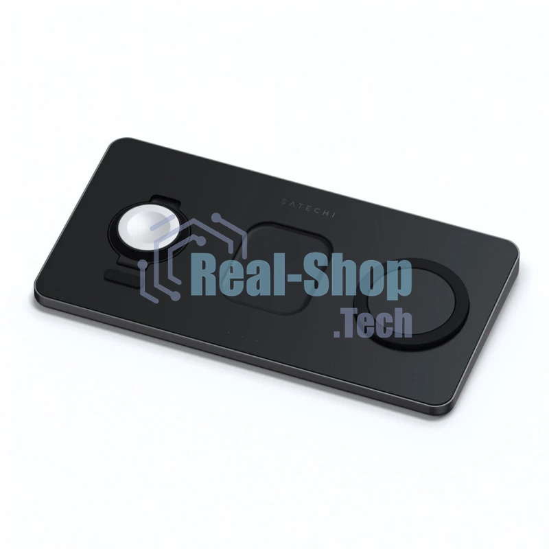Беспроводное зарядное устройство Satechi ST-X3TWCPM Trio Wireless Charging Pad для телефона, часов и наушников серый космос