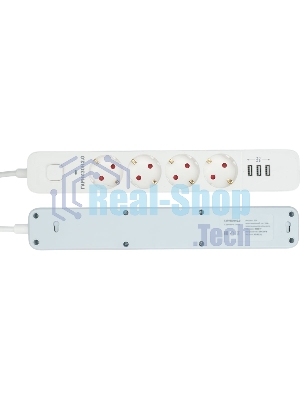 Сетевой фильтр Гарнизон 2.0 Мультипорт EPS-4-U3-W-2, 4 р, 10А, 3xUSB, 2 м, ур.защиты 2+, белый, пакет