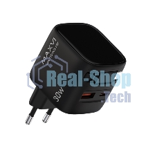 Сетевое зарядное устройство Maxvi SFC-330GN Type-C\USB 30W PD QC3.0 черный