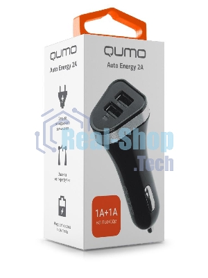 Автомобильное зарядное устройство QUMO 3A, 2 USB, 1A+2A черный