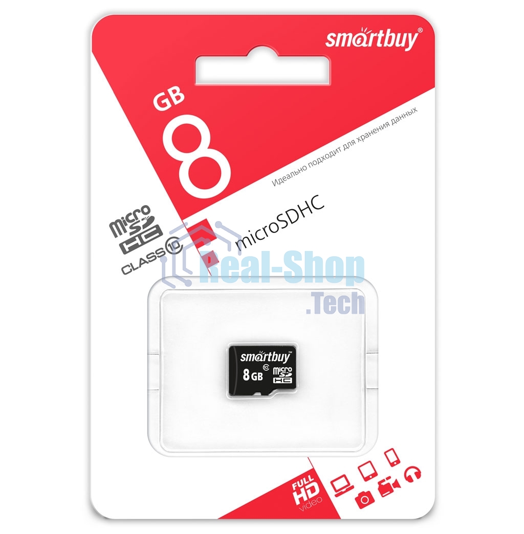 Флеш карта Smartbuy microSDHC (Transflash) 8Gb (class 10)