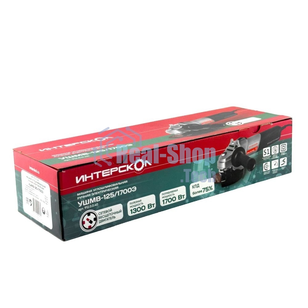 Угловая шлифовальная машина Интерскол УШМВ-125/1700Э 1700Вт 10000об/мин рез.шпин.:M14 d=125мм (912.0.0.40)